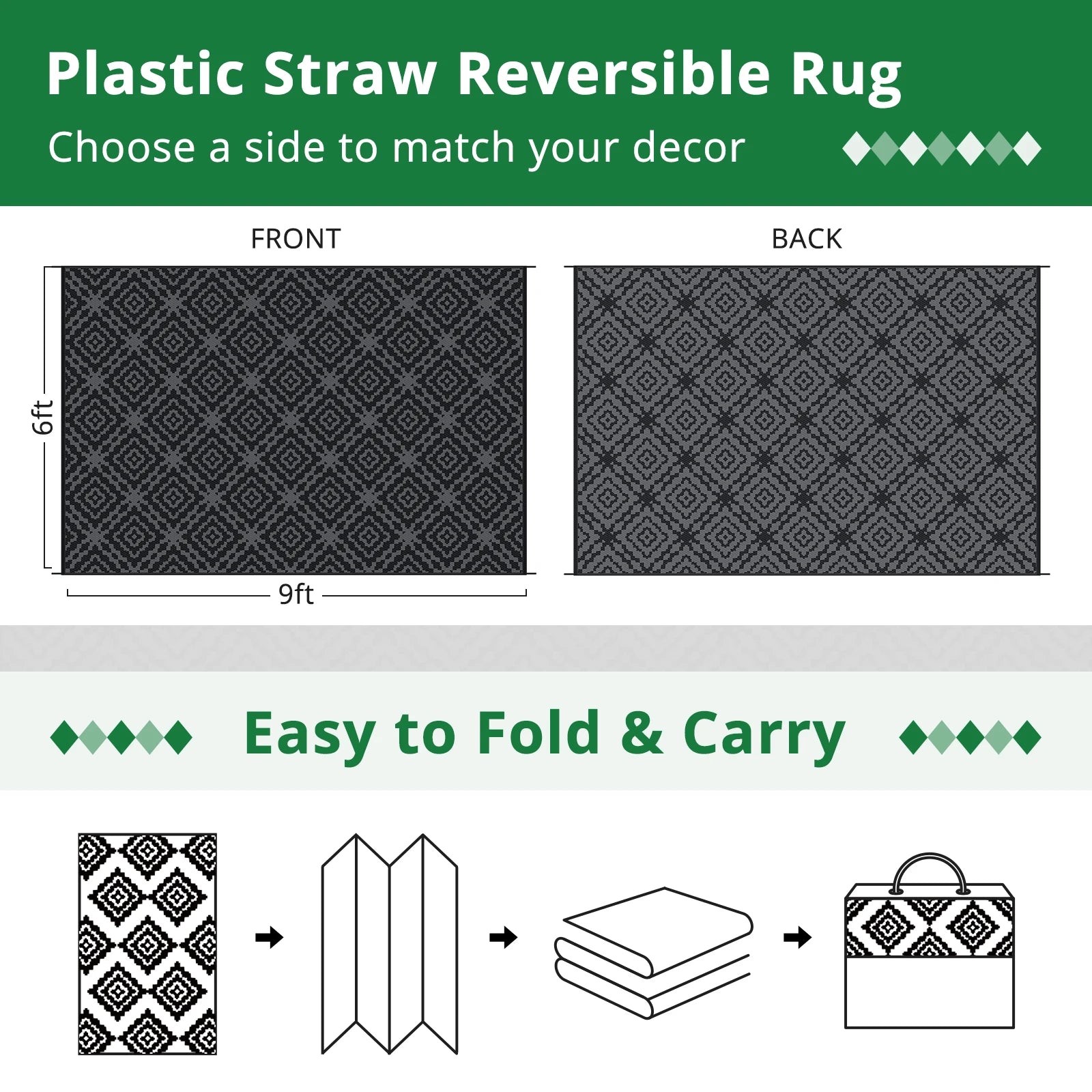 Outdoor Camping Rug 6x9FT – Waterproof, Reversible, and Built to Last