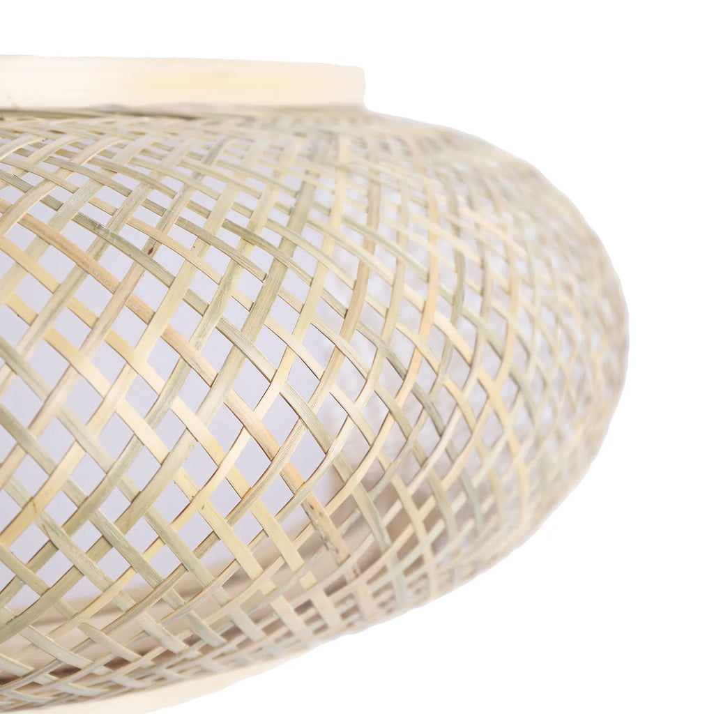 Flush Mount Bamboo Shade Ceiling Light Fixture – Rattan Wicker Pendant Lamp