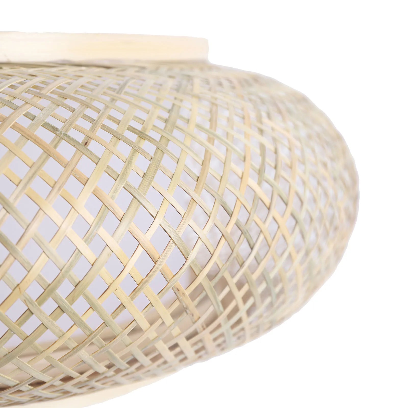 Flush Mount Bamboo Shade Ceiling Light Fixture – Rattan Wicker Pendant Lamp
