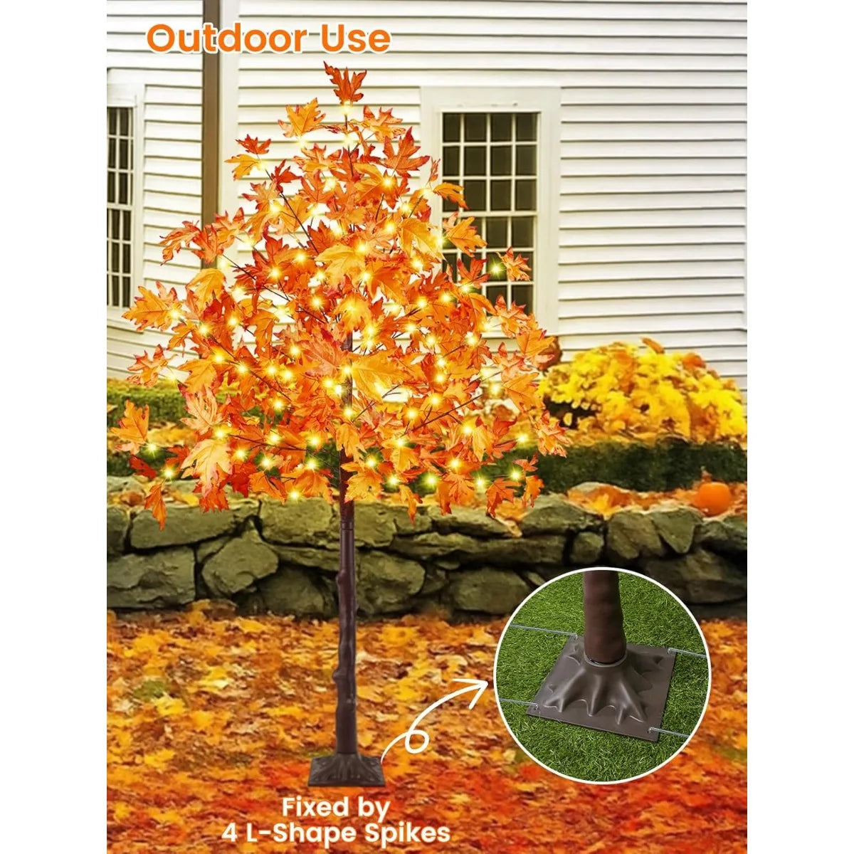 Artificial Lighted Maple Tree 6FT – Warm White Pre-Lit Fall Décor