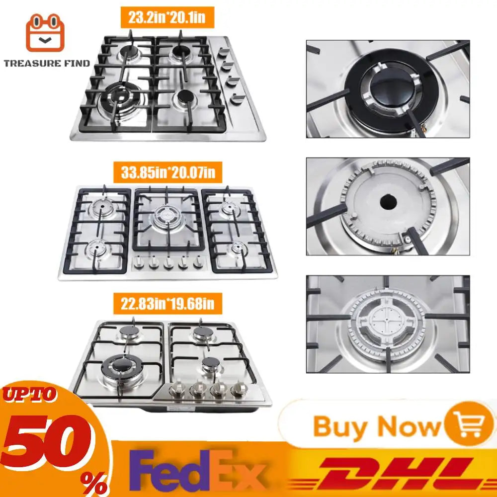 Dining Table with Built-In Gas Cooktop – 4/5 Burners
