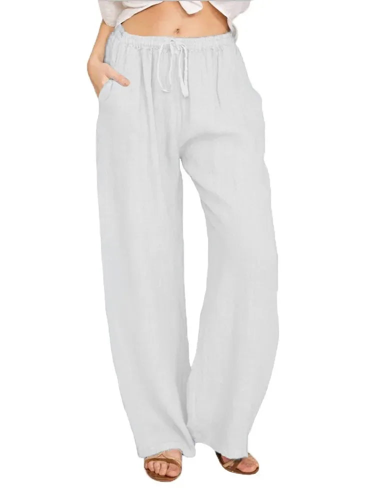 Women’s Cotton Linen Wide Straight Leg Pants