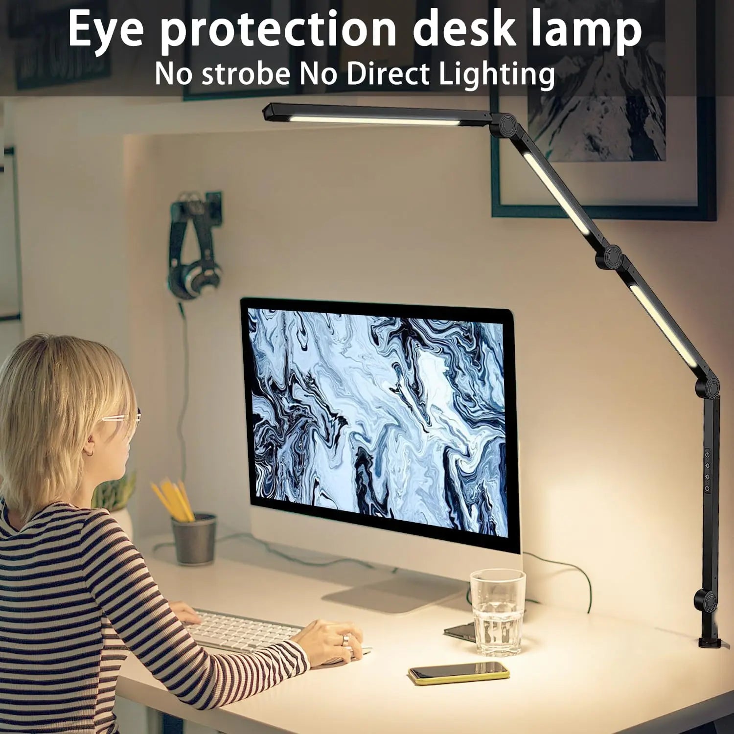 LED Flexible Desk Lamp with Swing Arm – 4 Sections, 3 Light Sources, 4 Color Modes & 5 Brightness Levels