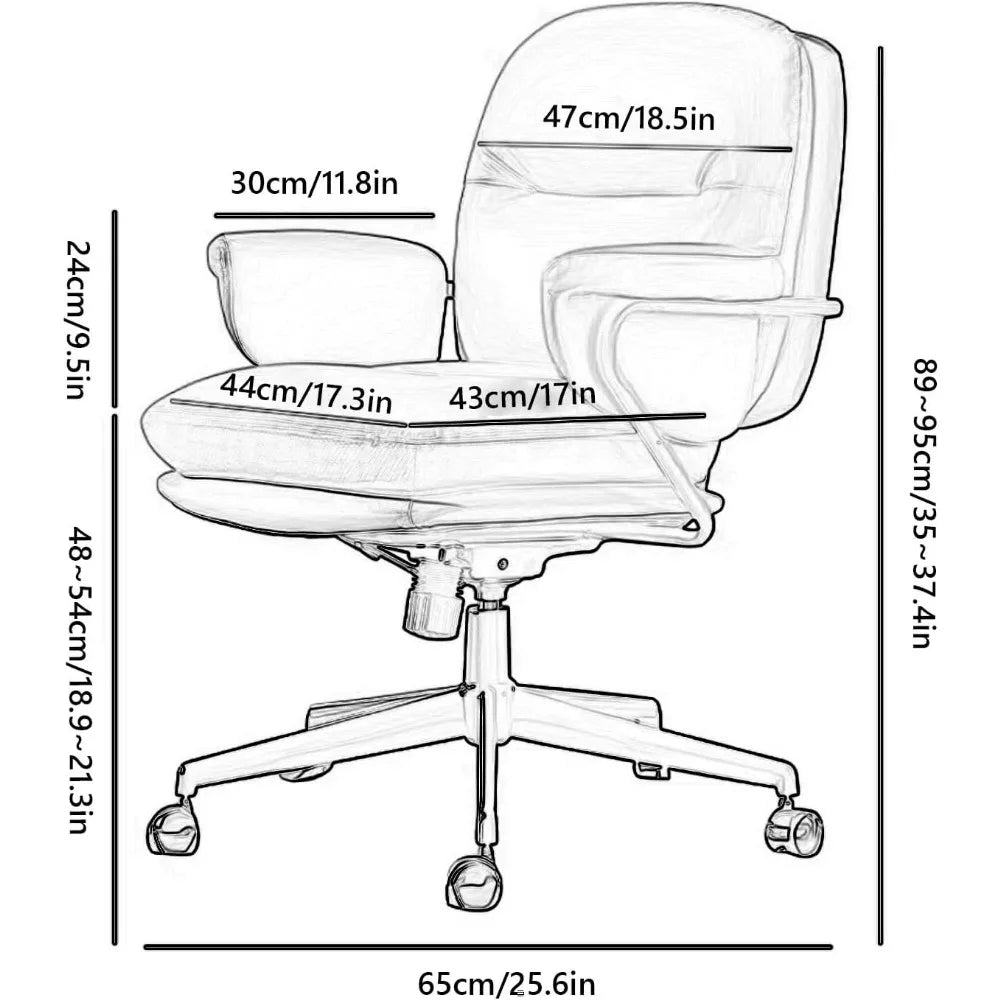 Ergonomic Desk Chair PU Leather, Swivel, Adjustable with Lumbar Support