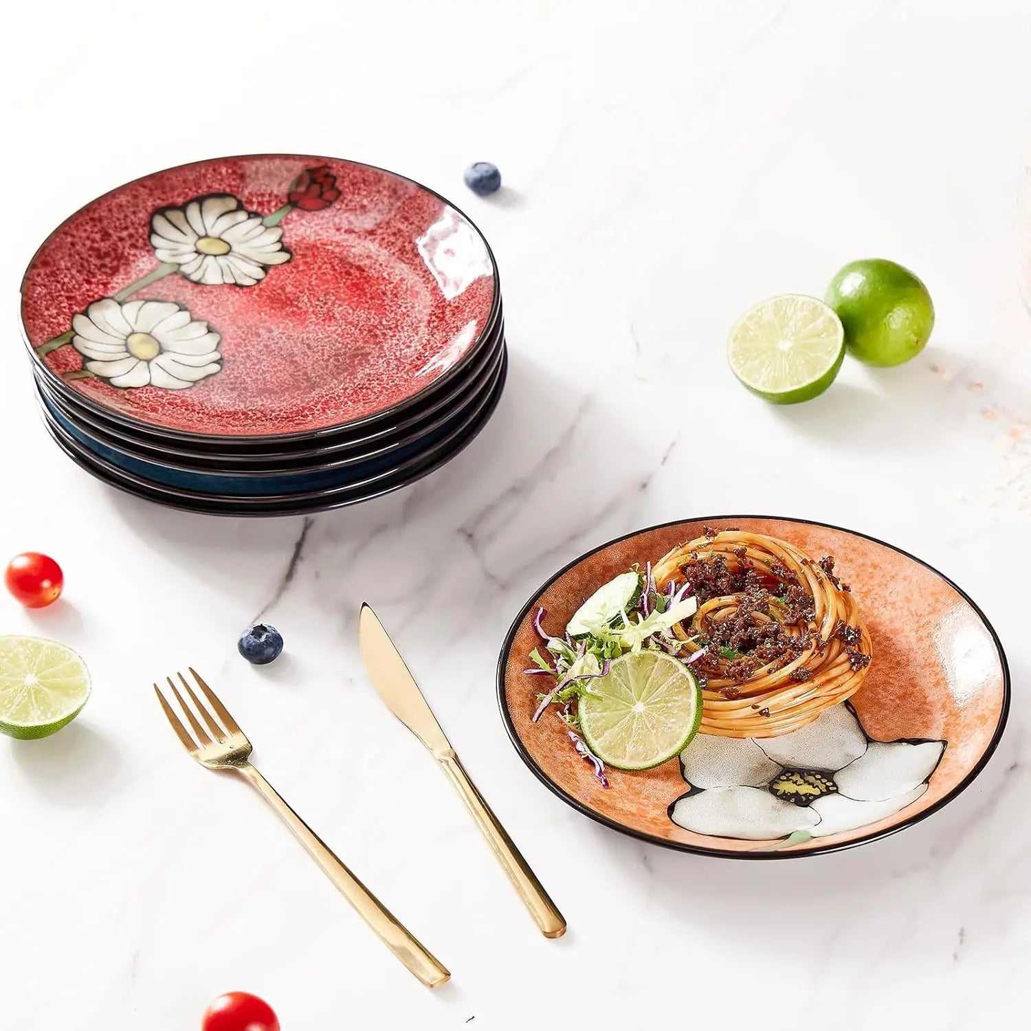Ceramic Salad Plates Set – 8.5" (Set of 6)