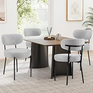 Set of 4 Boucle Upholstered Dining Chairs
