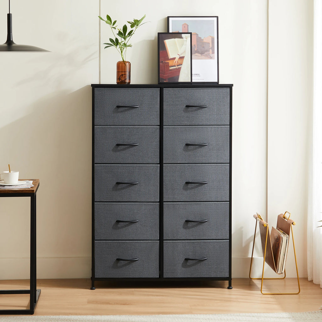Bedside Table with 10 Fabric Drawers – Multi-Functional Nightstand & Storage Cabinet