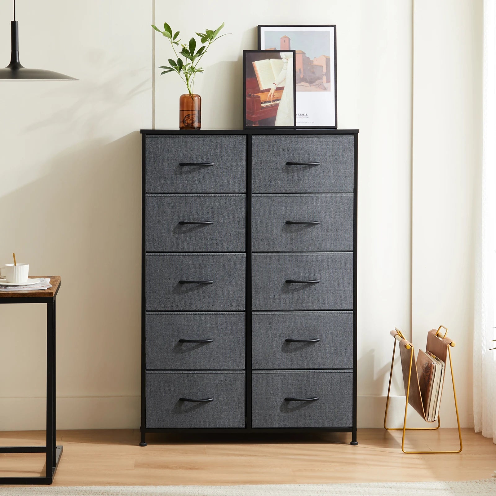 Bedside Table with 10 Fabric Drawers – Multi-Functional Nightstand & Storage Cabinet