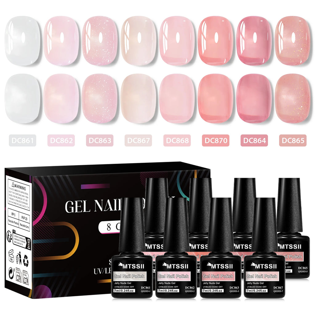 8PCS Nude Jelly Gel Nail Polish Set