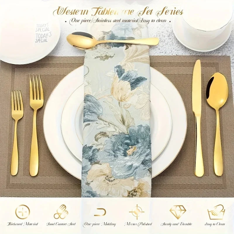 30/60-Piece Luxury Golden Flatware Set