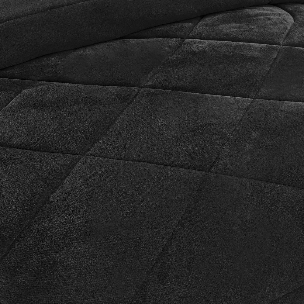 3 PC Sherpa Fleece Bed Blanket Set - Reversible - King Size