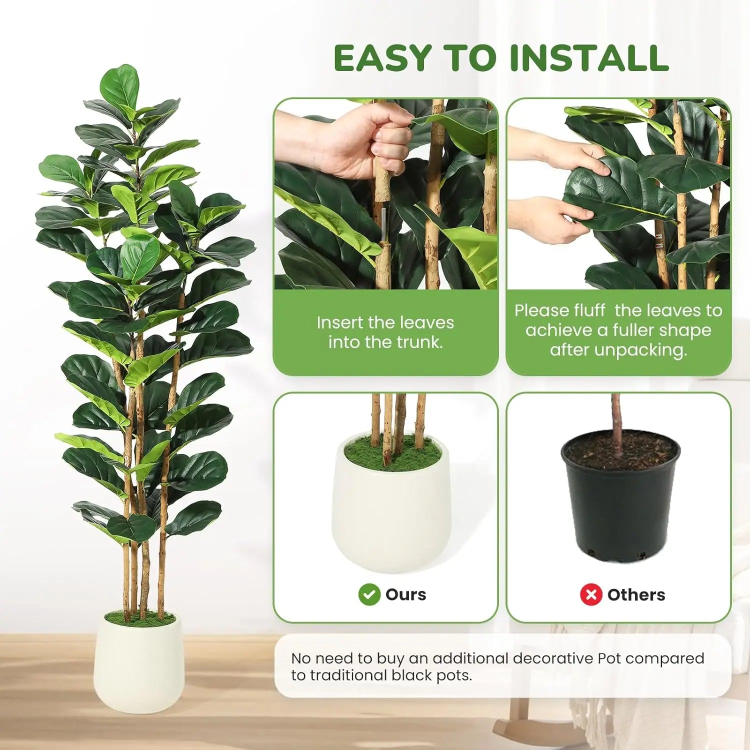 Artificial Fiddle Leaf Fig Tree with Pot