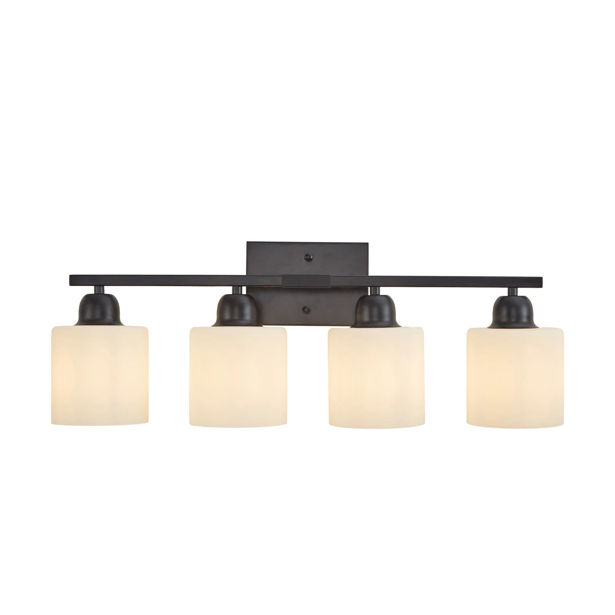 Milk Glass Bathroom Vanity Light Over Mirror, Matte Finish with Frosted Glass