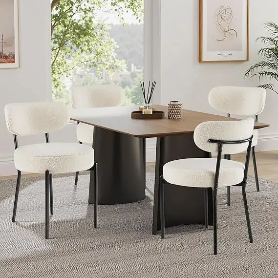 Set of 4 Boucle Upholstered Dining Chairs