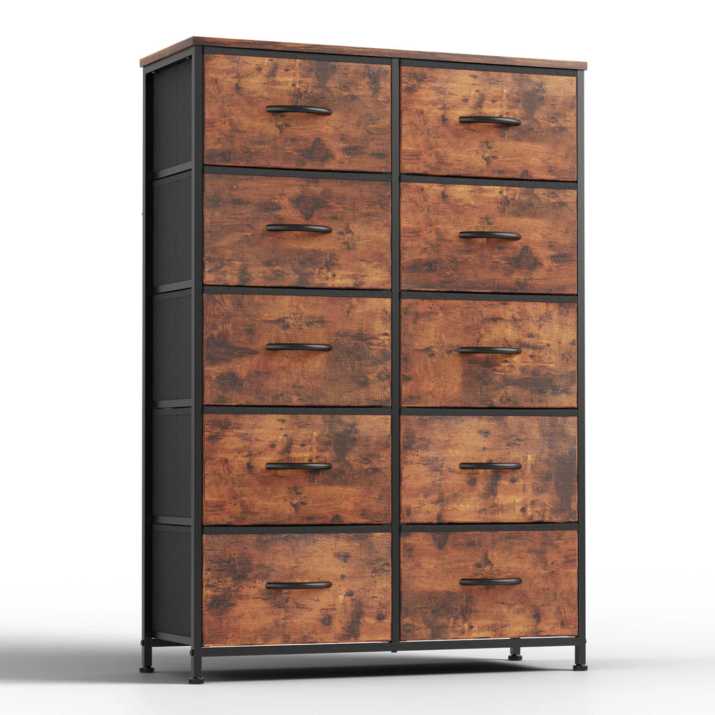 Bedside Table with 10 Fabric Drawers – Multi-Functional Nightstand & Storage Cabinet