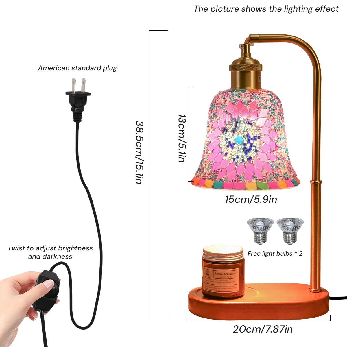 Bohemian Style Hand-Colored Glass Bedside Lamp – 3 Colors