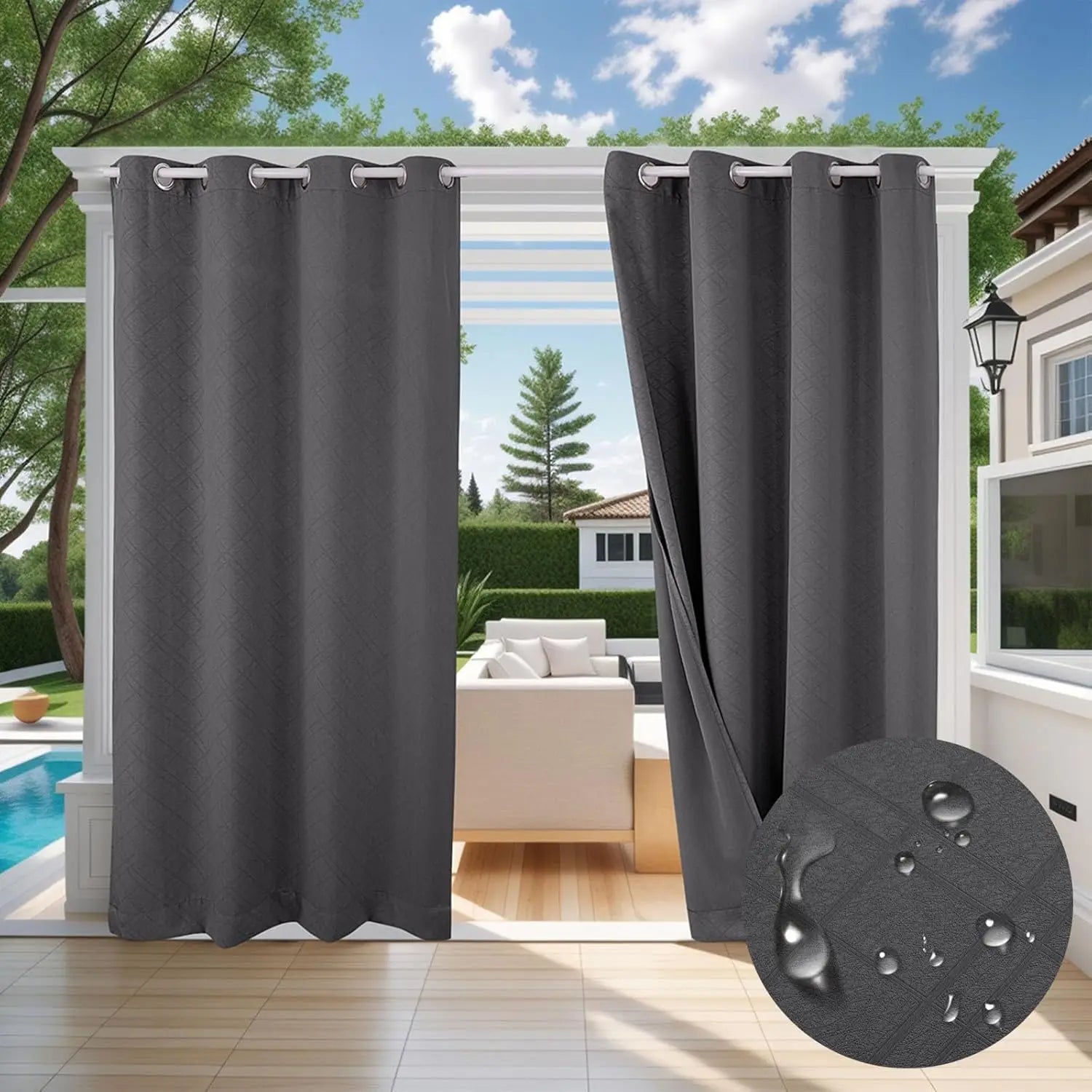 Outdoor Curtains for Patio – Rustproof Grommet Top Waterproof Drapes
