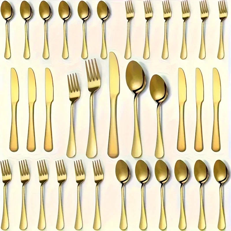 30/60-Piece Luxury Golden Flatware Set