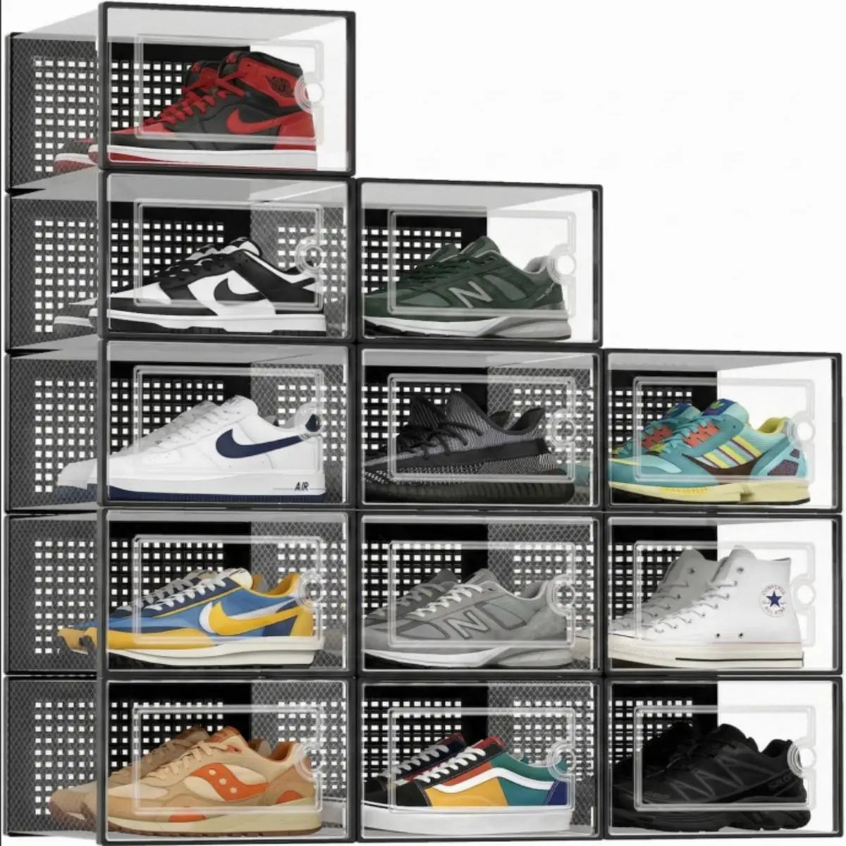 12-Pack Stackable Clear Plastic Shoe Storage Boxes