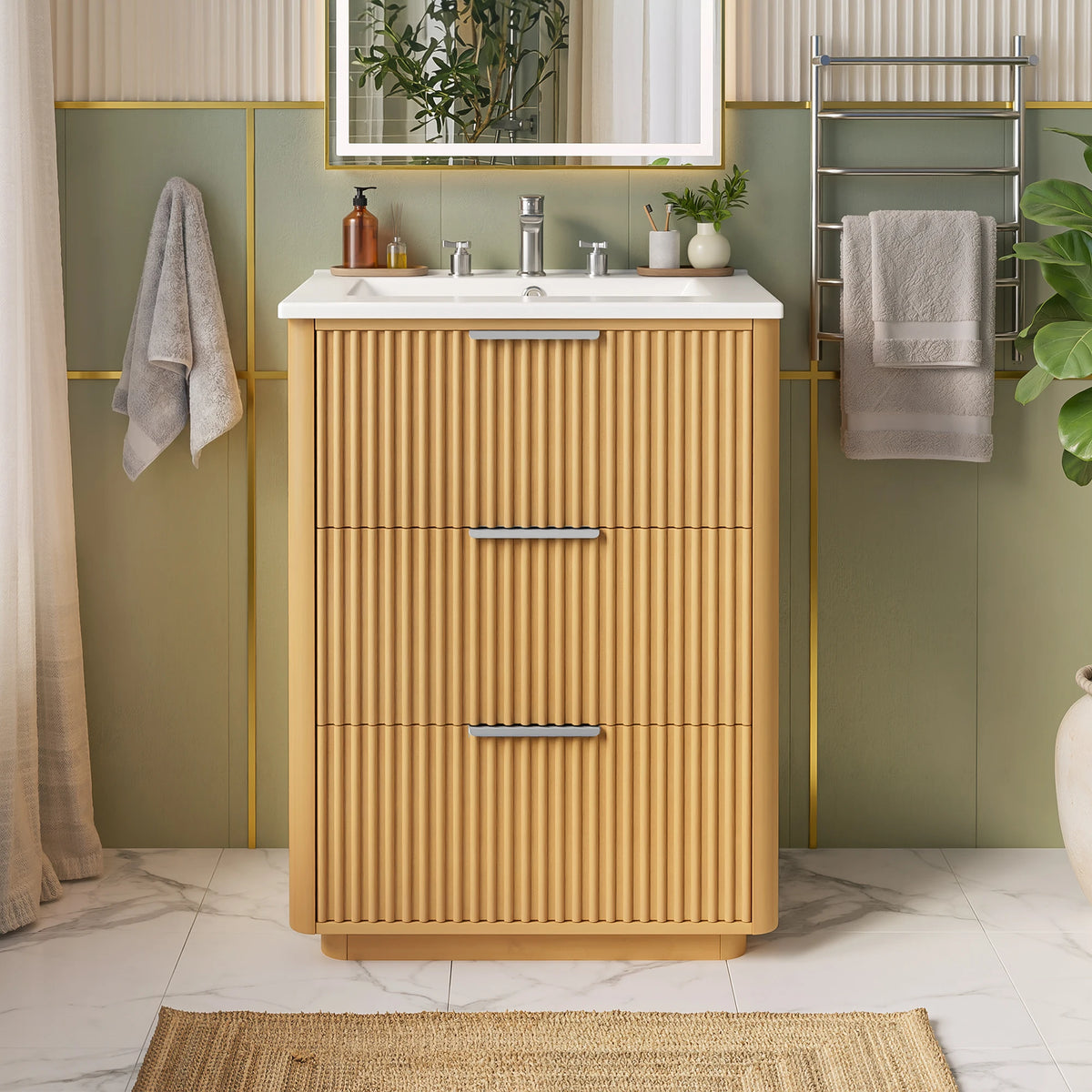 24" Modern Luxury Bathroom Vanity with Ceramic Sink