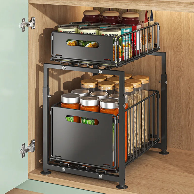 2-Tier Slide-Out Cabinet Organizer – Heavy Duty