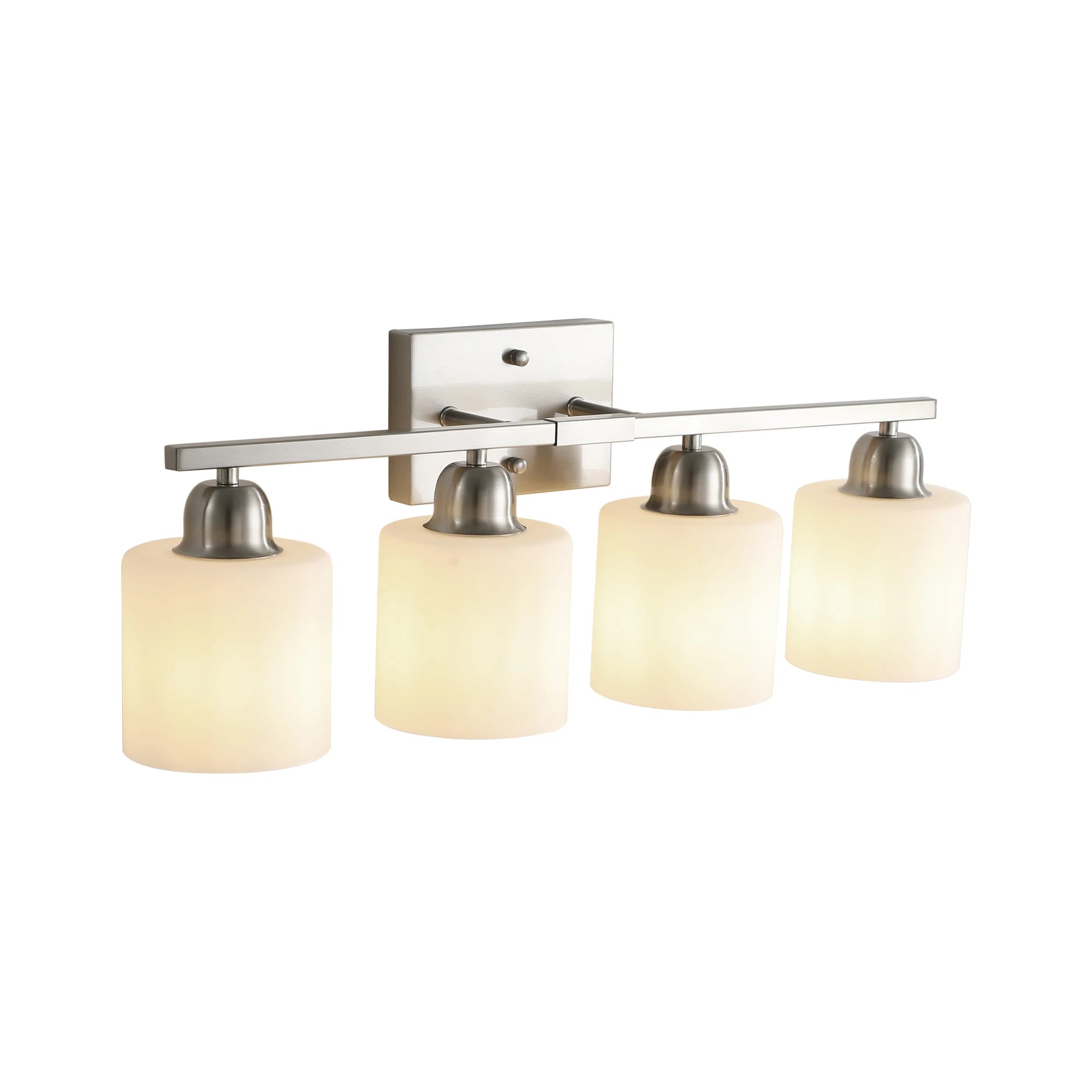 Milk Glass Bathroom Vanity Light Over Mirror, Matte Finish with Frosted Glass