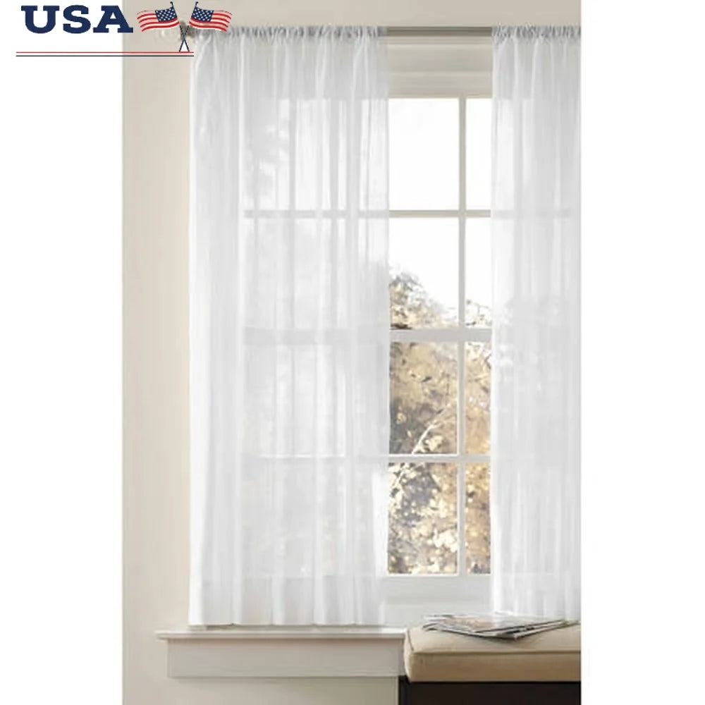 Crushed Voile Sheer Curtain Panel – White, 51"W x 108"L