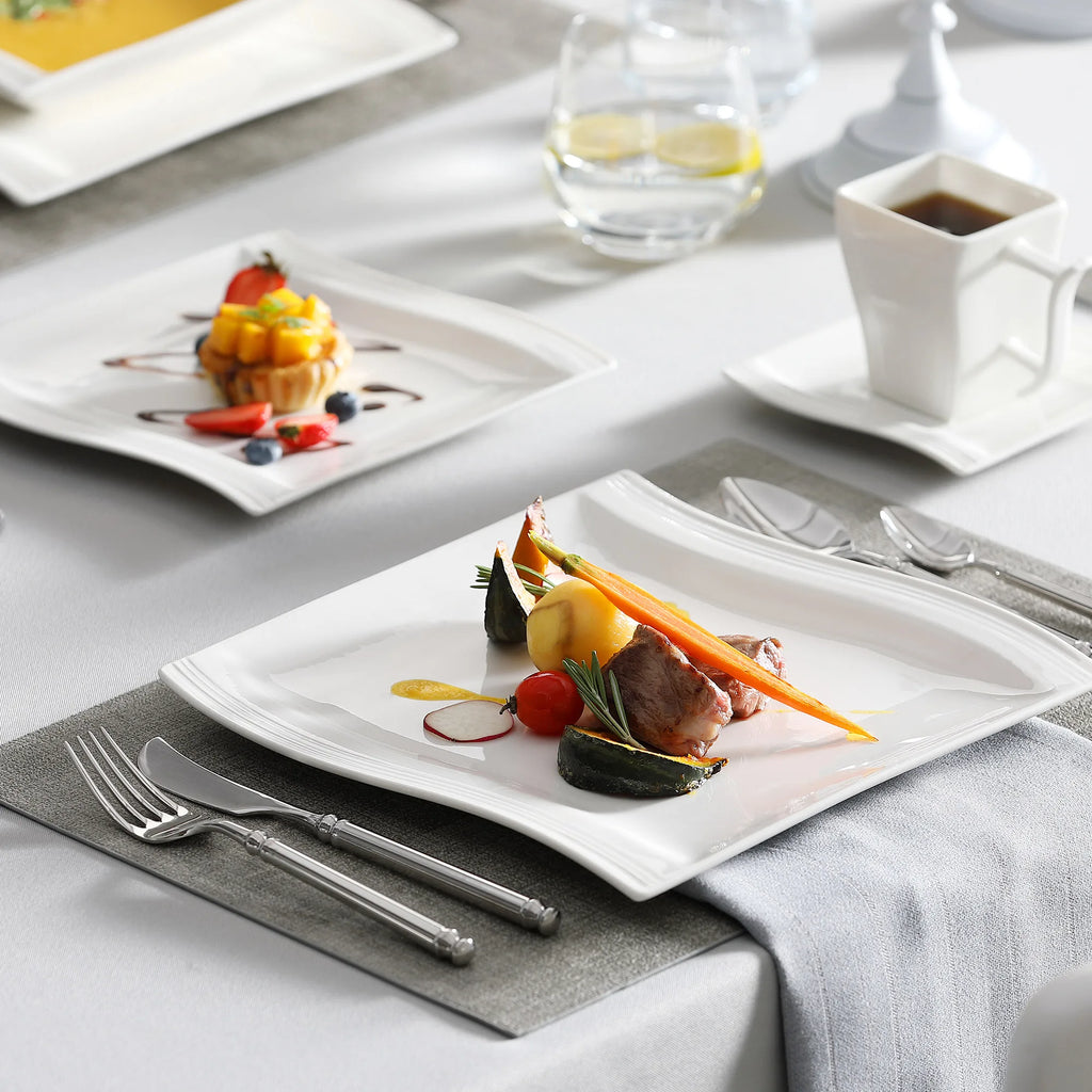 FLORA 30/60-Piece White Porcelain Dinner Set