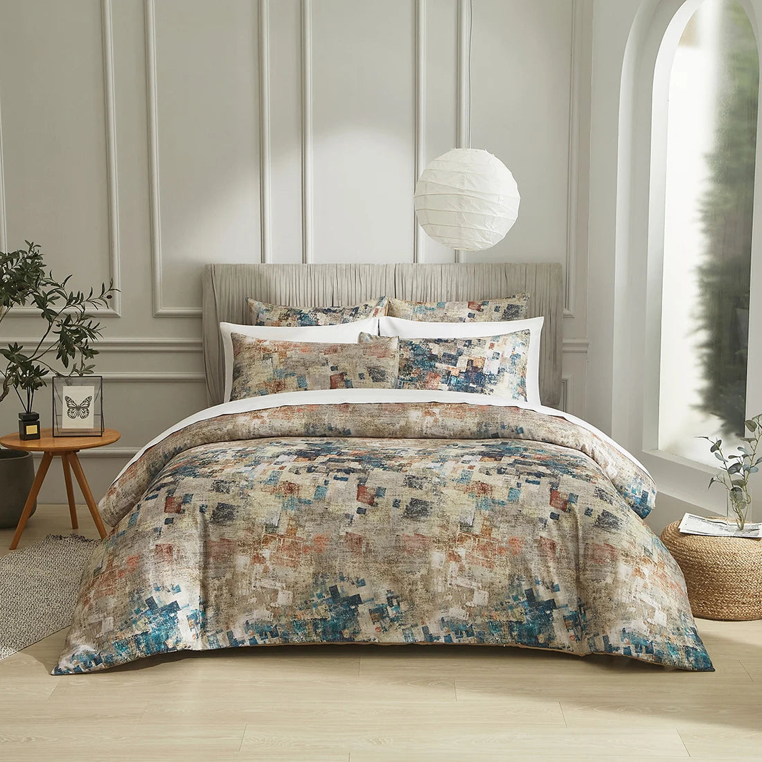 Blue Bohemian Country Floral Patchwork Quilt Bedding Set