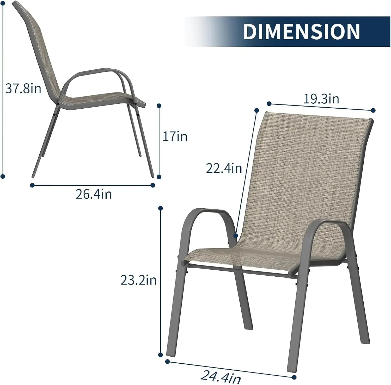 Patio Chairs Set of 4 – Outdoor Stackable Dining Chairs for All-Weather Use