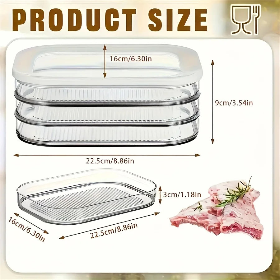 Stackable Meat Containers with Clear Lids