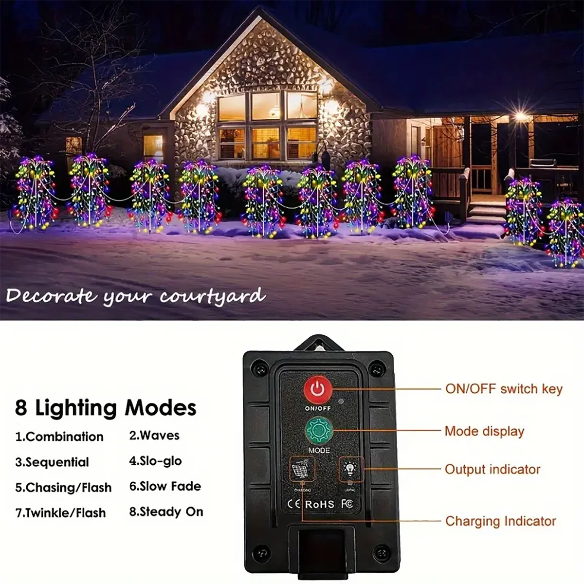 4Pack 680LED Solar Firecracker Fireworks Lights
