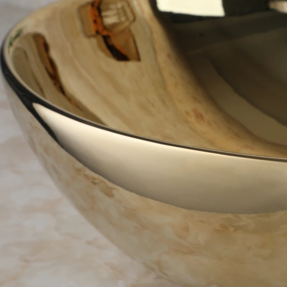 Luxury Large Gold Vessel Sink with Faucet Combo