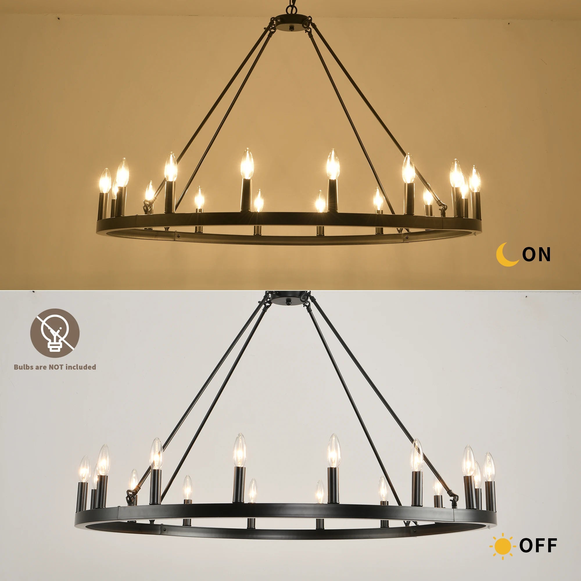 16-Light Wagon Wheel Chandelier