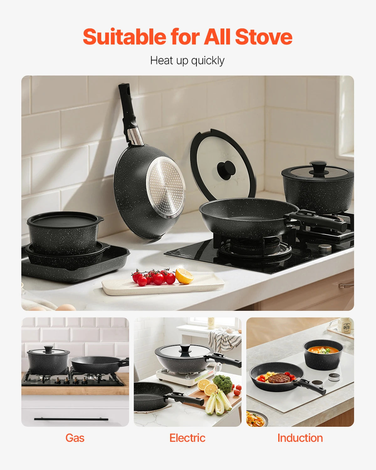 17-Piece Nonstick Granite Cookware Set