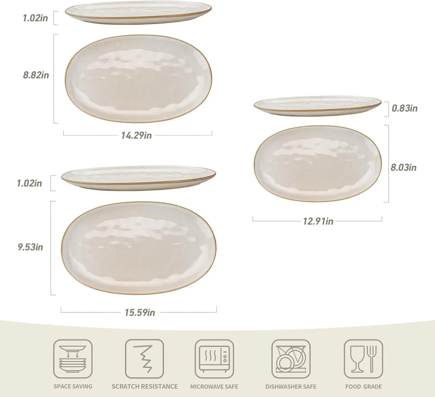 Ocean Round Plates and Bowls 15-Piece Dinnerware Set – Cappuccino White