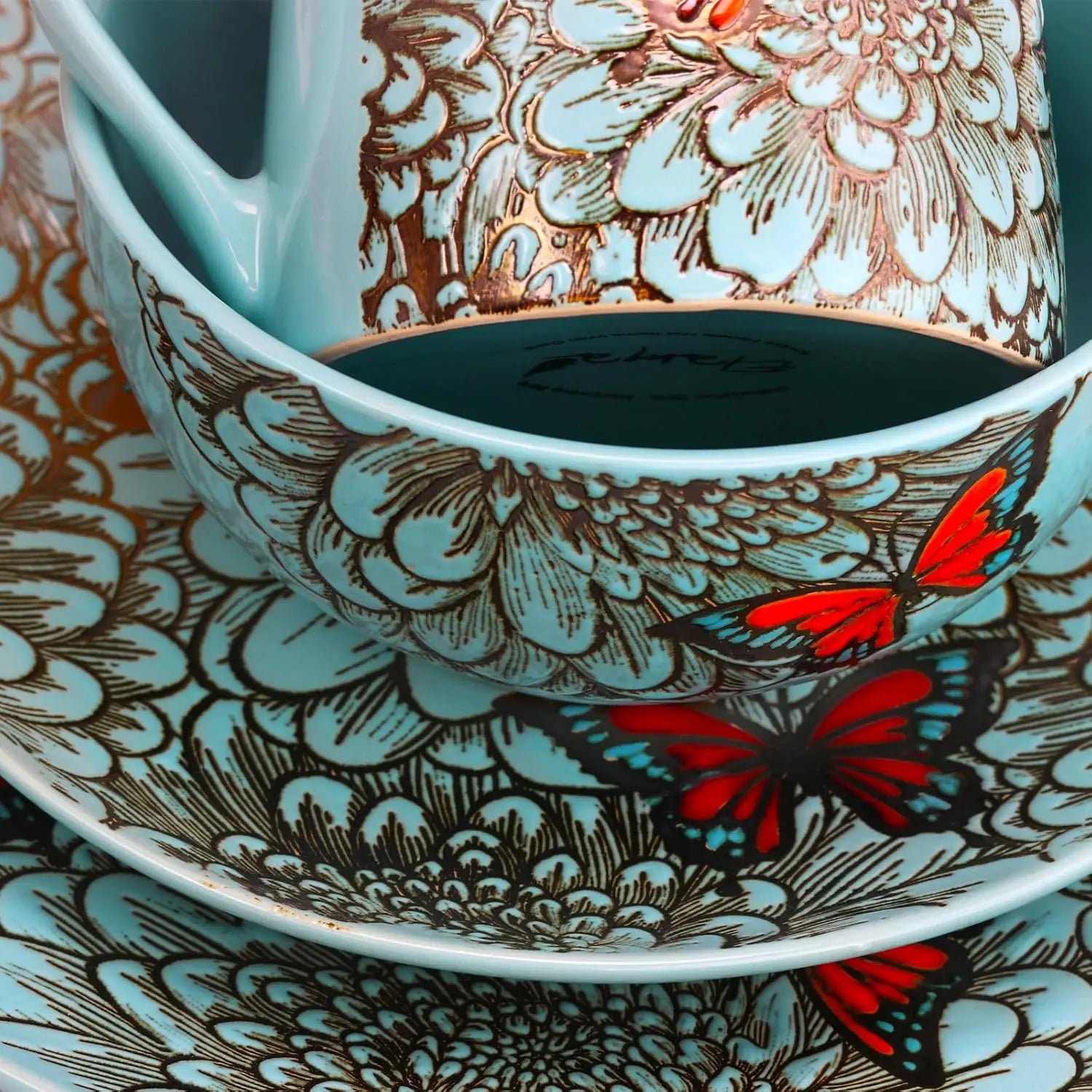 Butterfly Garden 16-Piece Stoneware Dinnerware Set