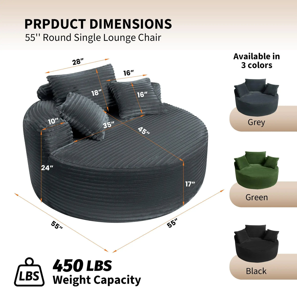 Oversized Round Upholstered Chair