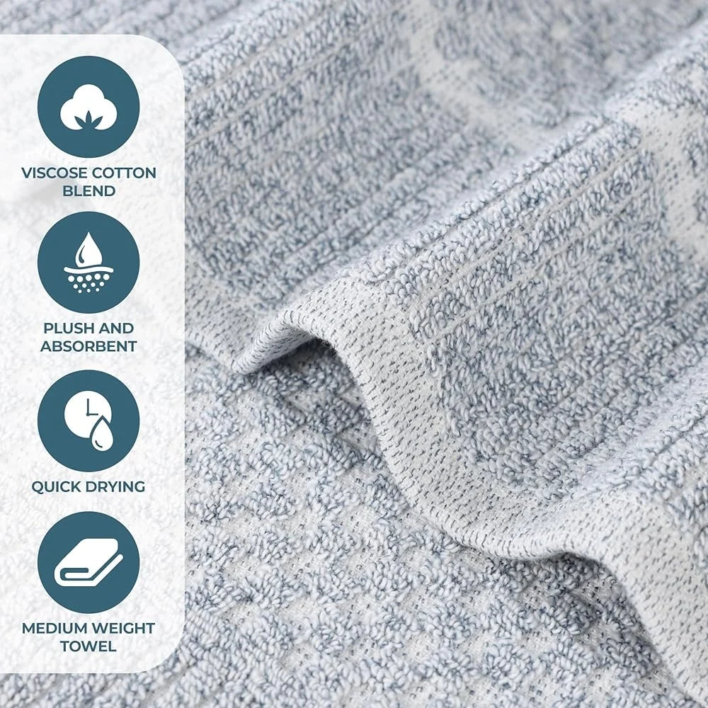 Plush Medium Weight Viscose Cotton Blend Bath Towel Set, Easy Care