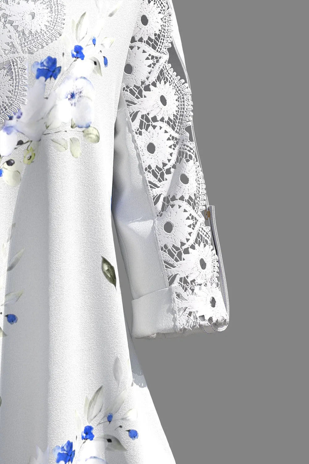 Plus Size Lace Patchwork V-Neck Floral Print Blouse