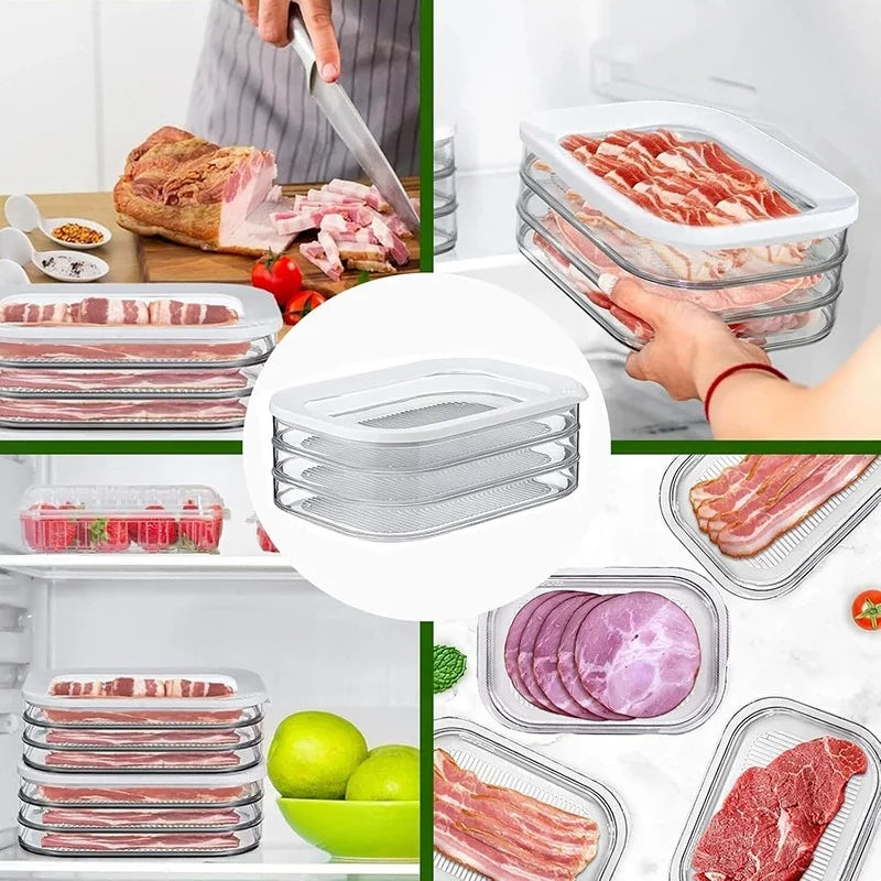 Stackable Meat Containers with Clear Lids
