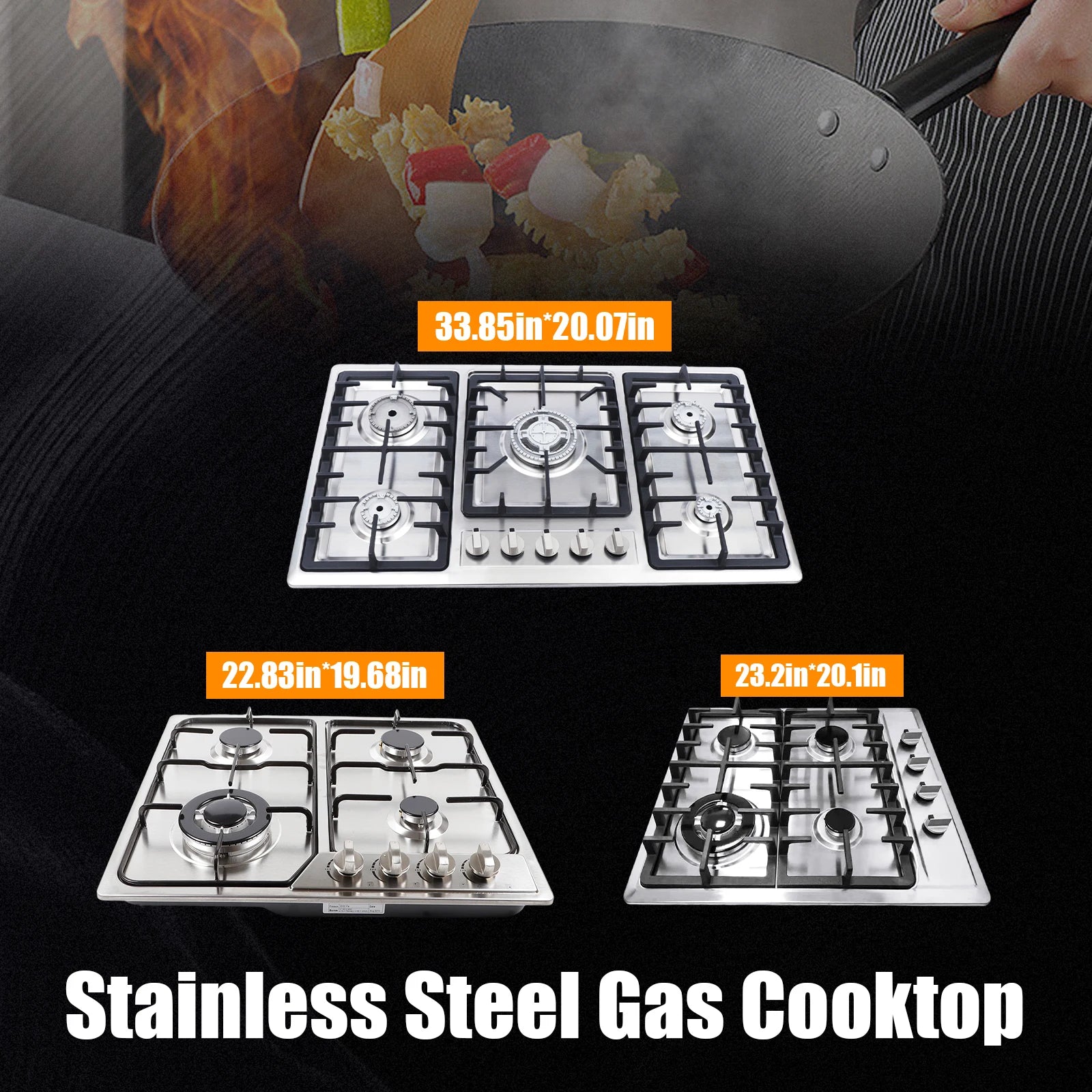 Dining Table with Built-In Gas Cooktop – 4/5 Burners