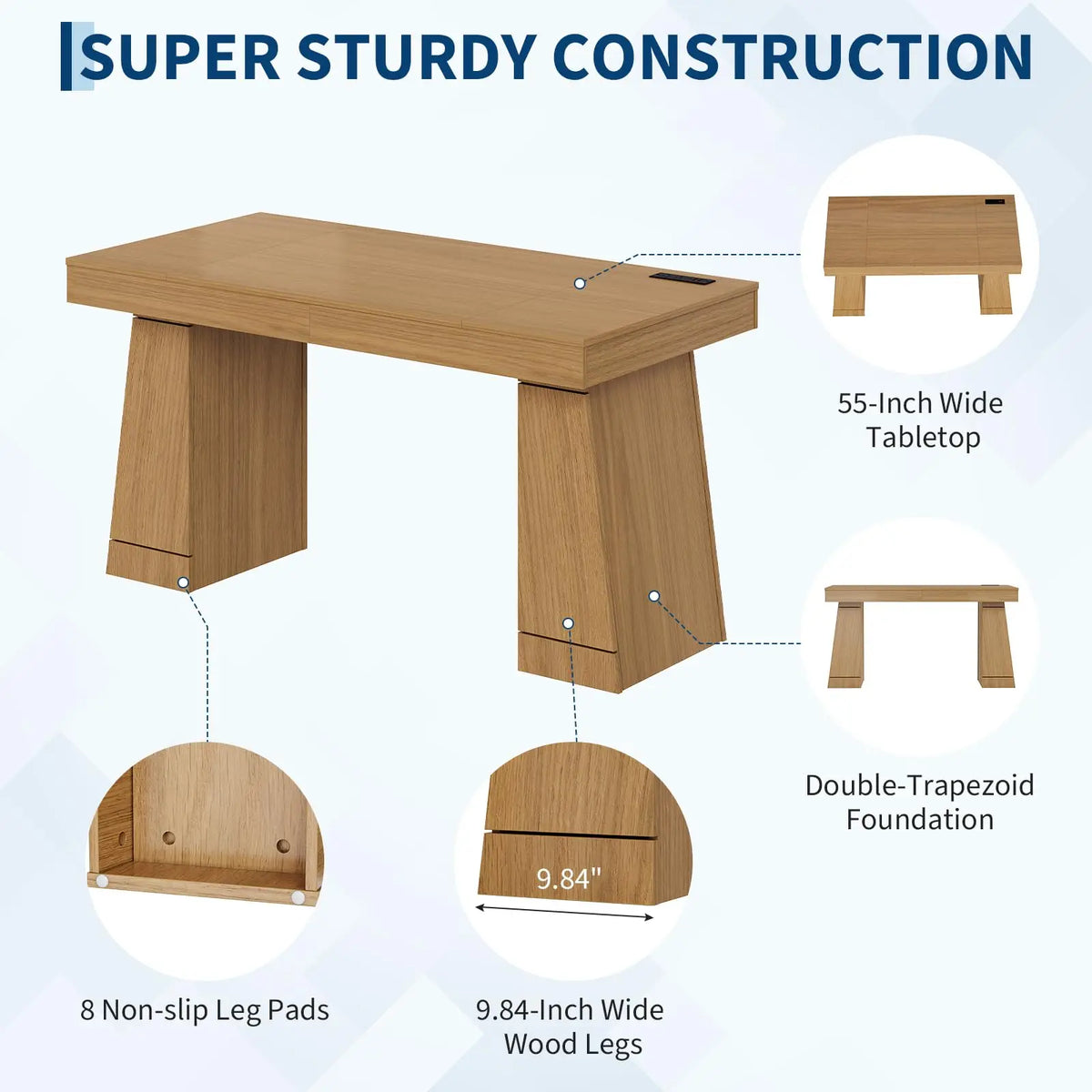 Executive Desk with Power Outlets & Hidden Cabinet