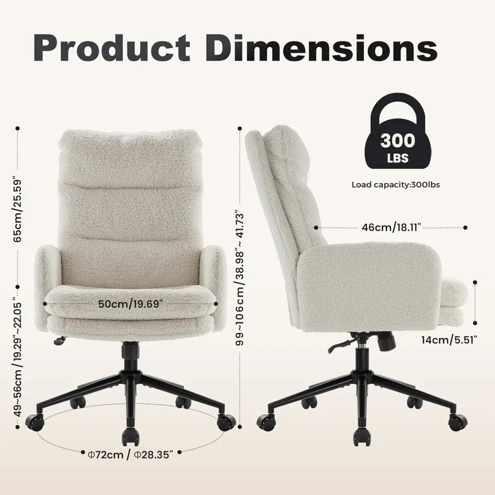 High-Back Adjustable Swivel Office Chair, Upholstered