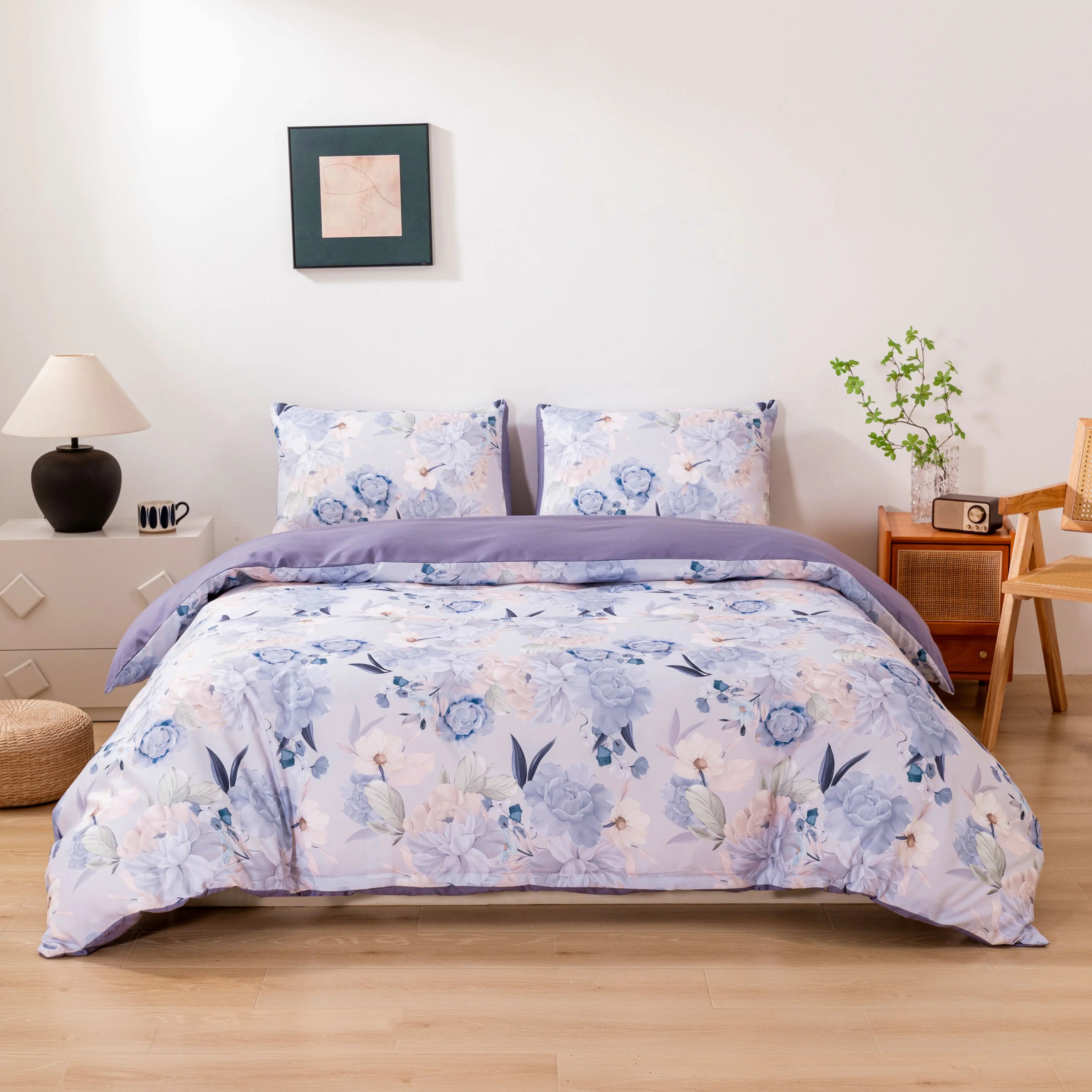 Queen Size Rainforest Botanical Duvet Cover Set – 3-Piece Super Soft & Breathable Bedding