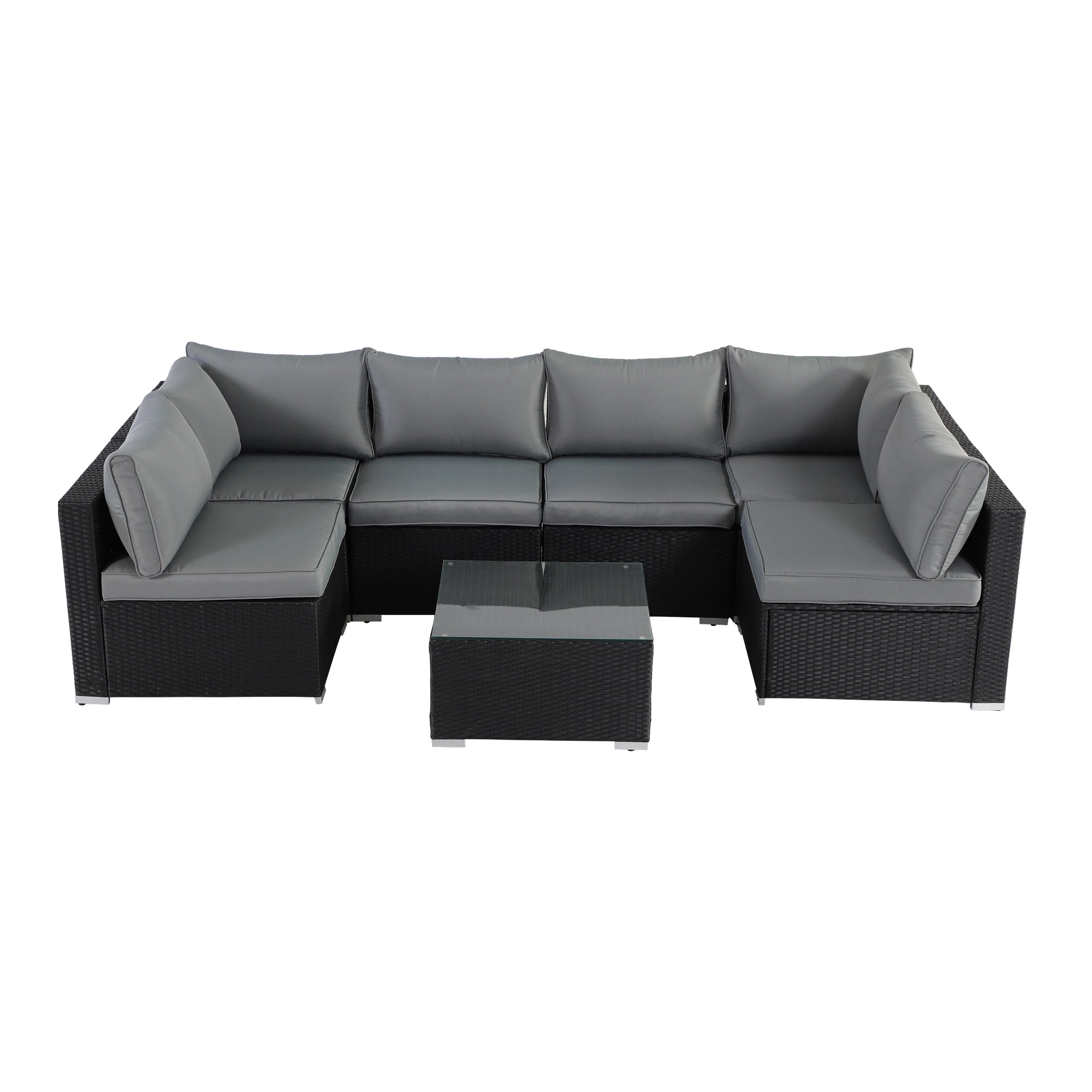 Outdoor Patio Furniture, 8 Piece Sectional Sofa with Thick Cushions, PE Rattan Wicker