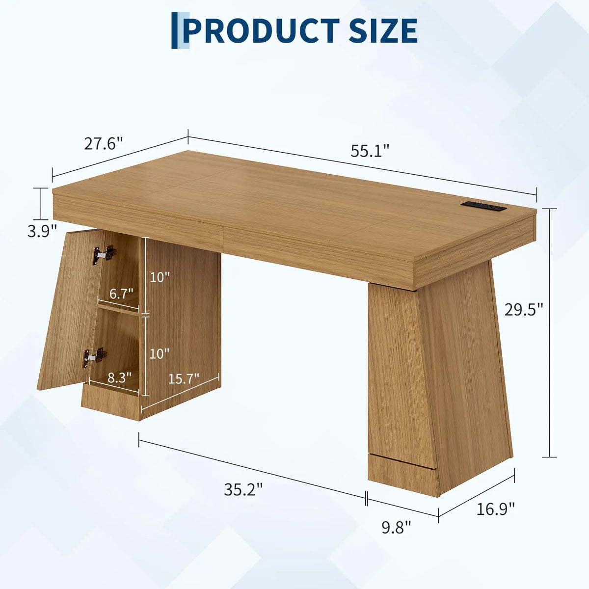 Executive Desk with Power Outlets & Hidden Cabinet