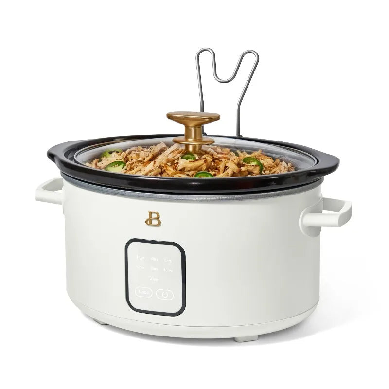 4 Qt Slow Cooker with Touch-Activated Display, White Icing