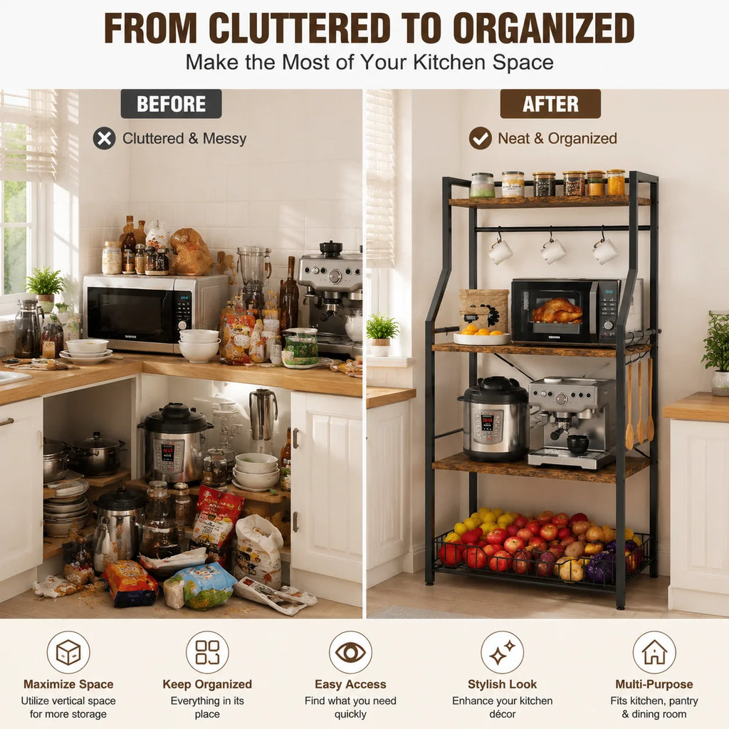 4-Tier Kitchen Bakers Rack & Coffee Bar Station