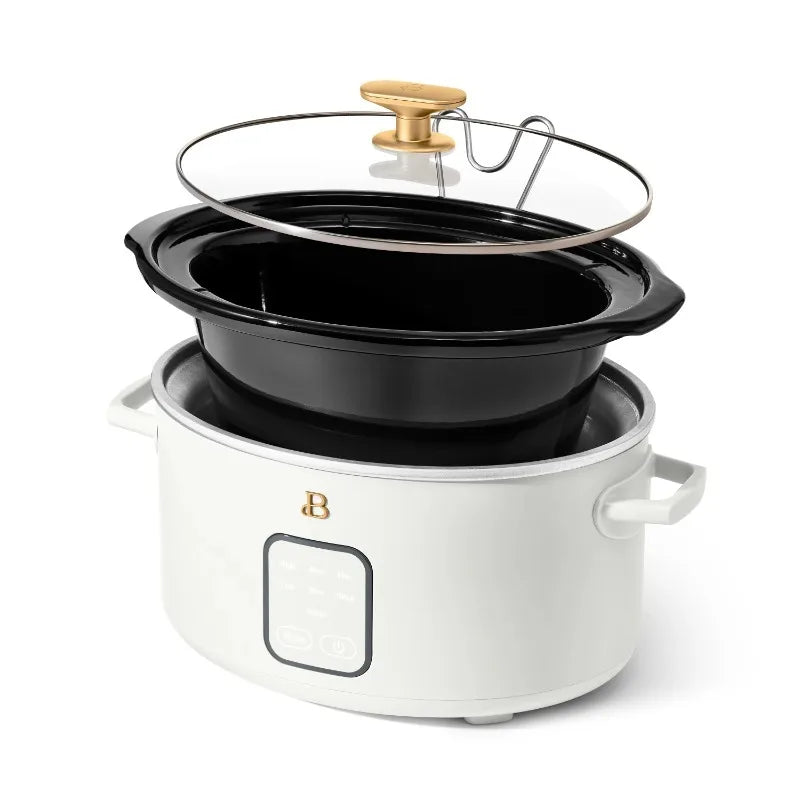 4 Qt Slow Cooker with Touch-Activated Display, White Icing